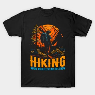 Hiking: Where wildlife steals the show funny T-Shirt